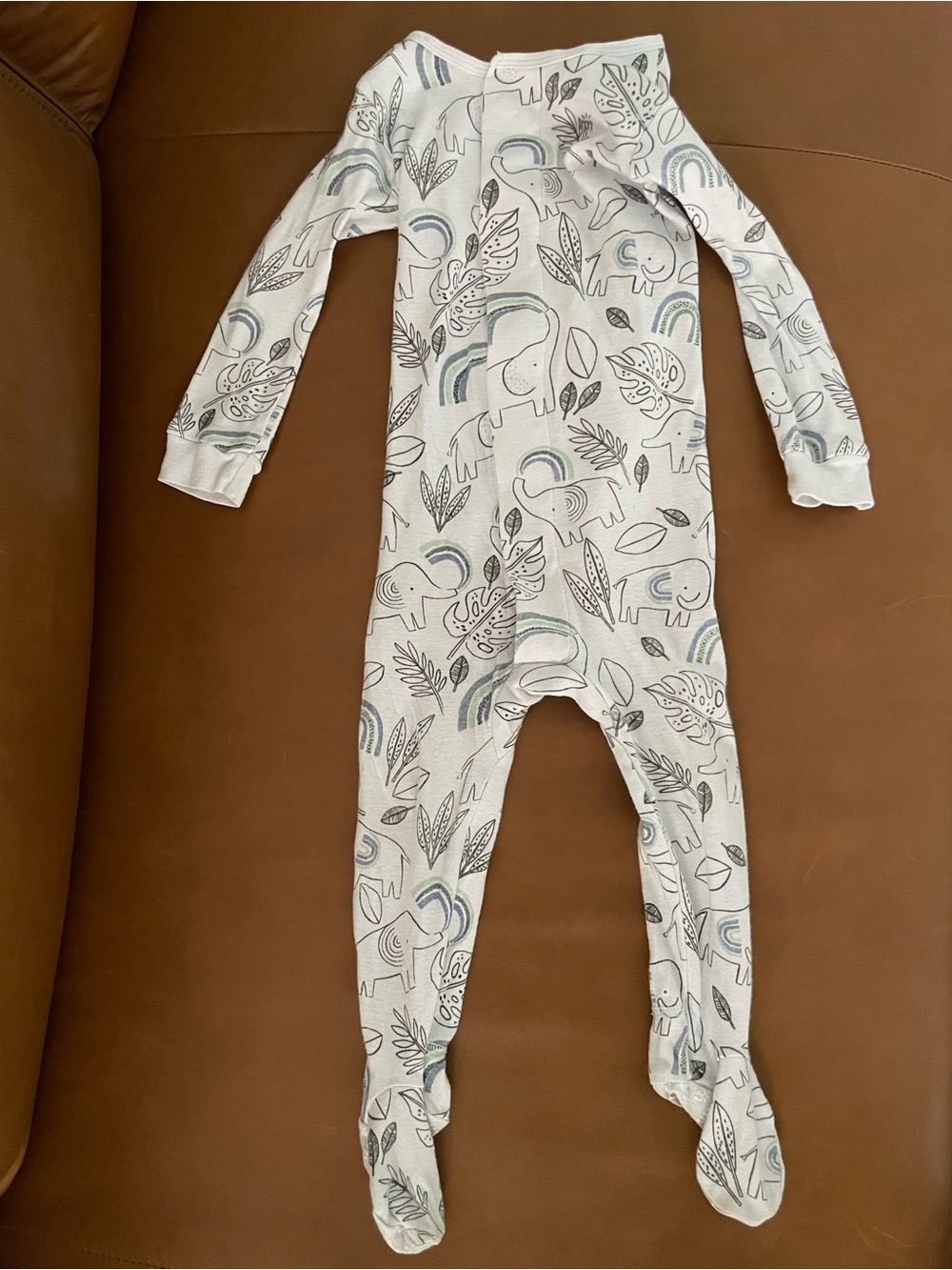 Magnetic Me Baby One-Piece Footed Pajamas in White with Animal Print